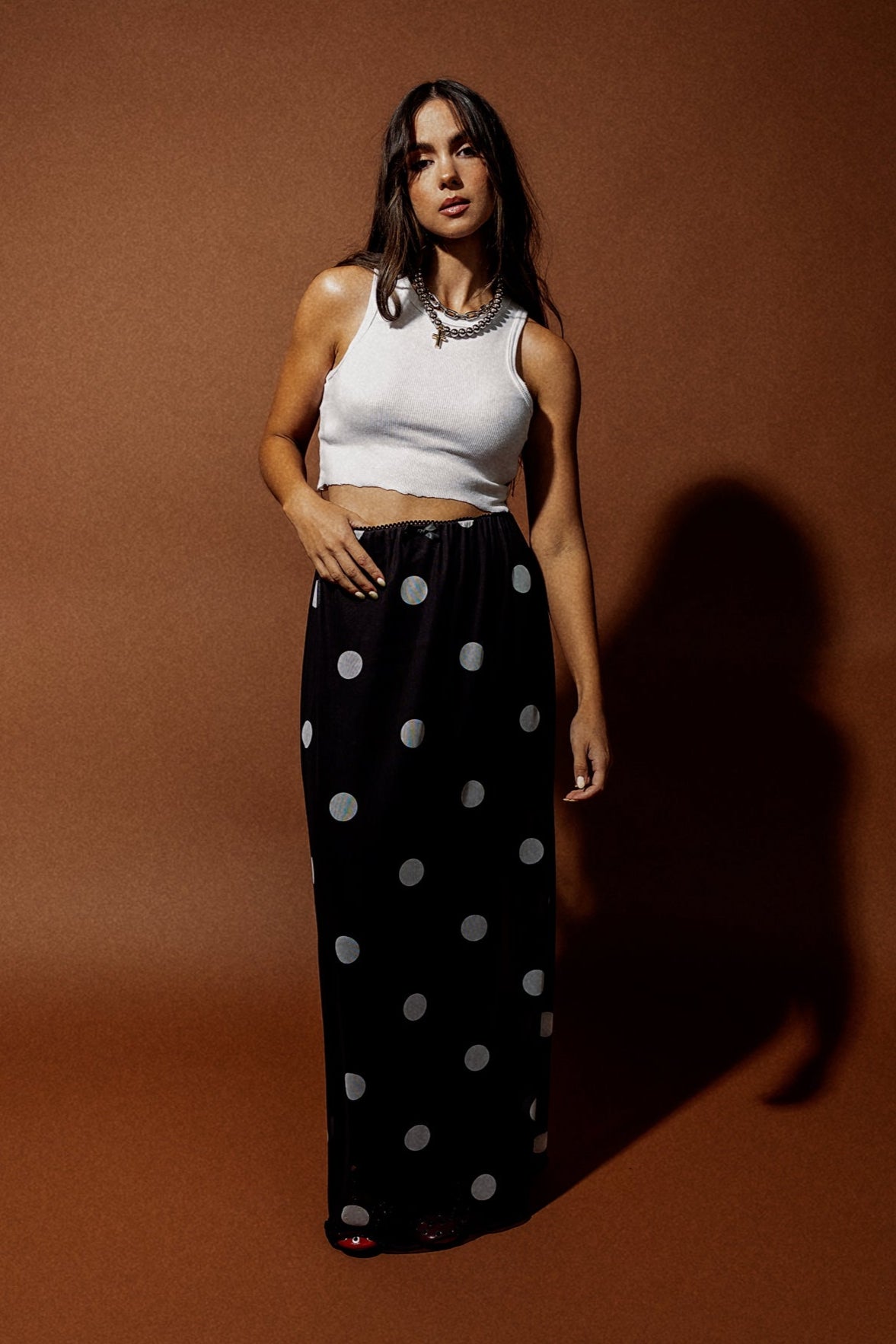 I Love Paris Polka Dot Mesh Maxi Skirt - Dressed in Lala