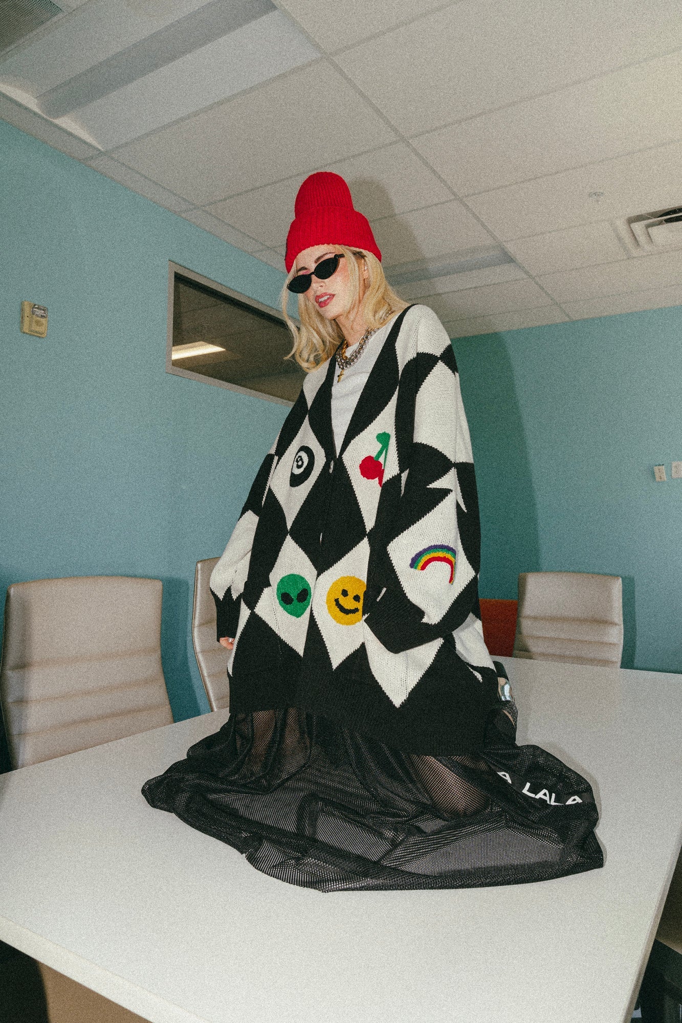 Icon Behavior Patched Oversized Cotton Blend Cardigan - Dressed in Lala