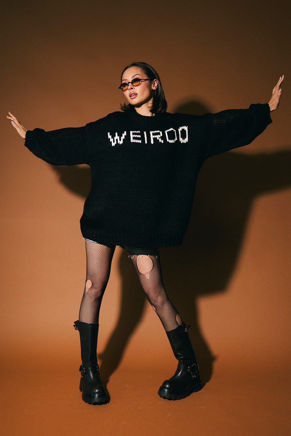 I’m A Weirdo Slouchy Knit in Black - Dressed in Lala
