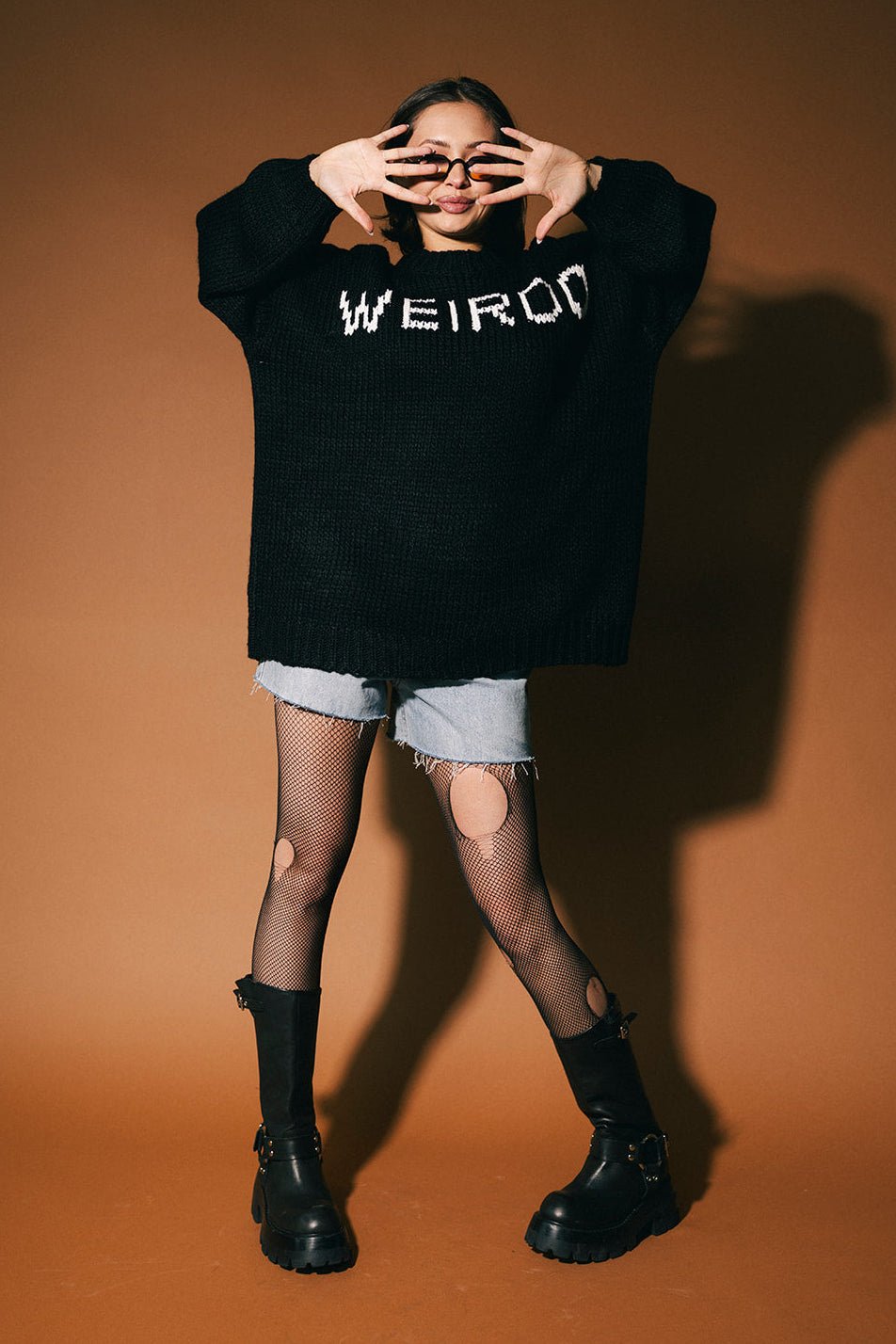 I’m A Weirdo Slouchy Knit in Black - Dressed in Lala