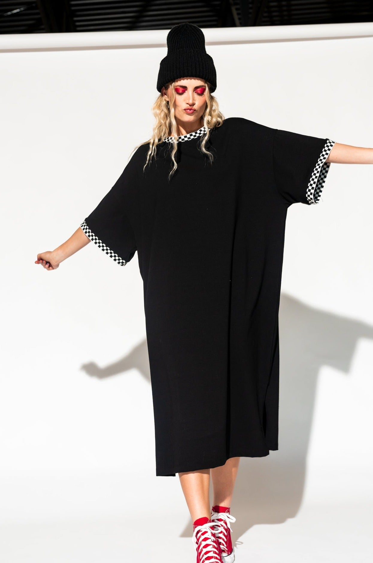 Frankie Dress in Black + Checkerboard
