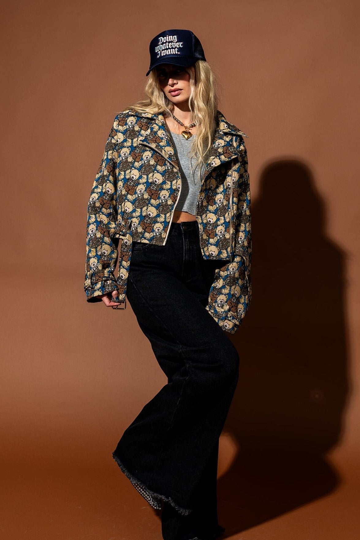 Inner Child Healing Teddy Jacquard Moto Jacket - Dressed in Lala