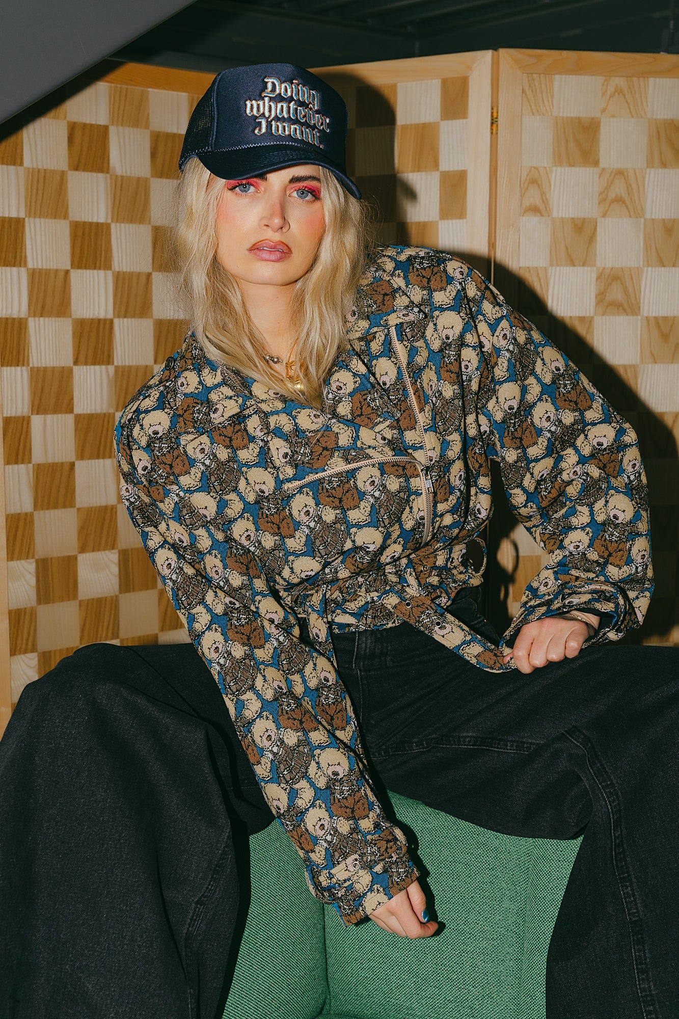 Inner Child Healing Teddy Jacquard Moto Jacket - Dressed in Lala