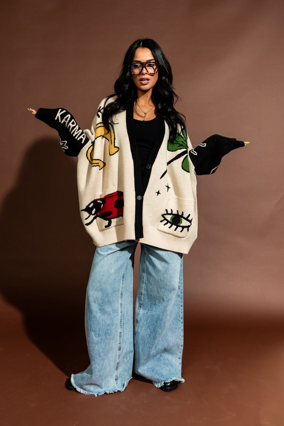 Karma On Your Side Oversized Varsity Cardigan - Dressed in Lala