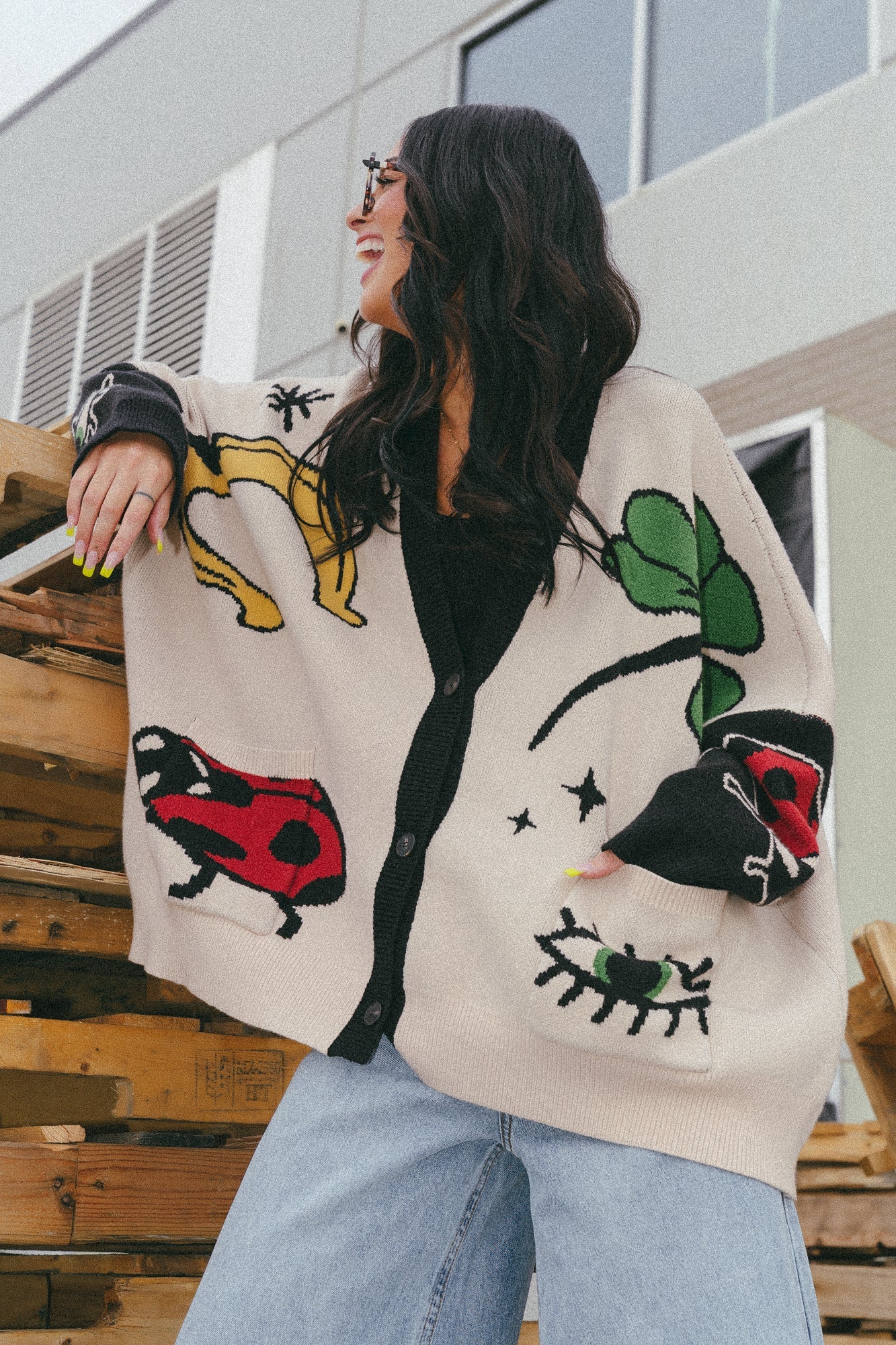 Karma On Your Side Oversized Varsity Cardigan - Dressed in Lala