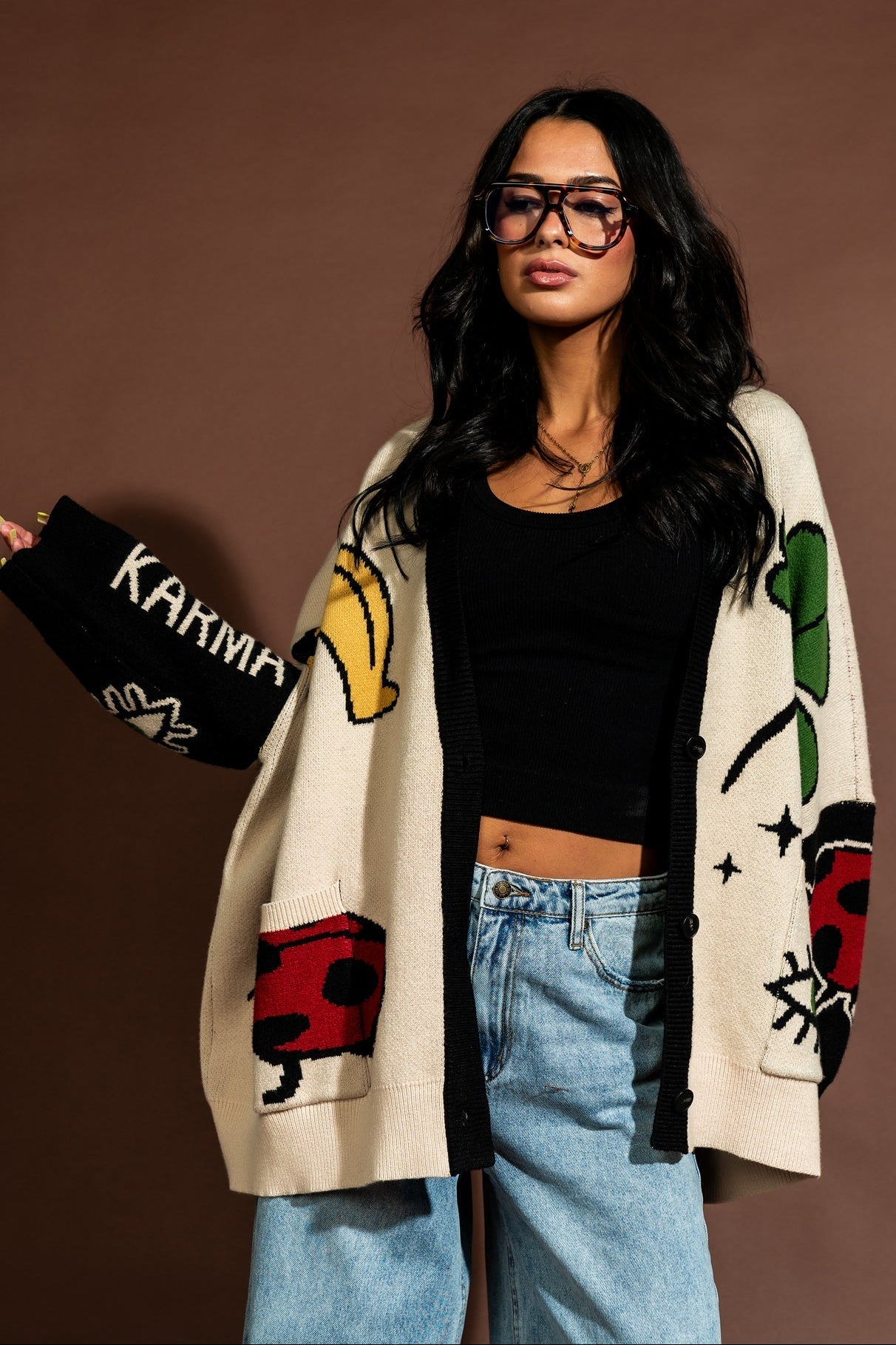 Karma On Your Side Oversized Varsity Cardigan - Dressed in Lala