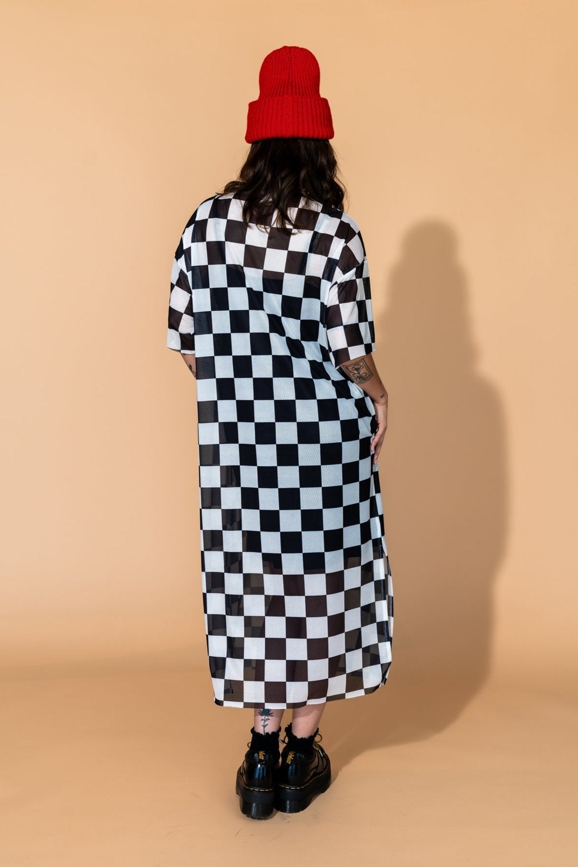 Karma Oversized Mesh Dress + Slip in Checkerboard - Dressed in Lala