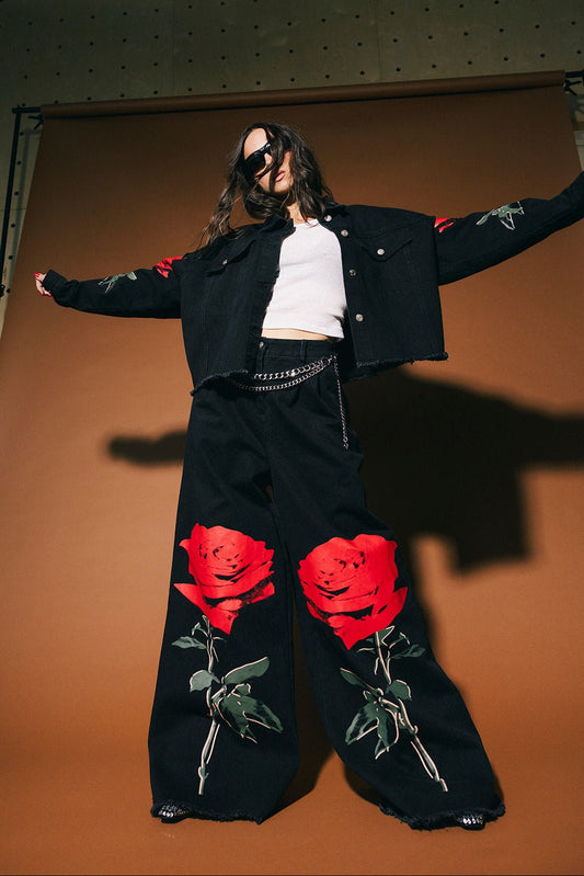 La Vie En Rose Boxy Cropped Denim Jacket - Dressed in Lala