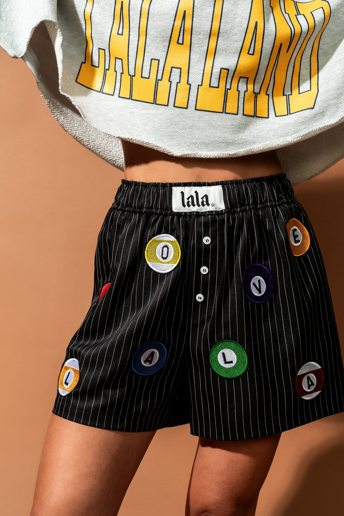 dressed in lala boxer shorts Right Place Right Time Striped Boxer Shorts in Black + White