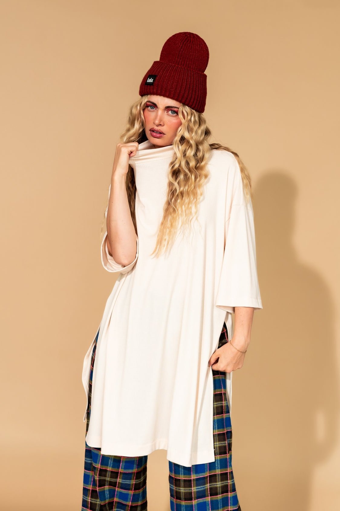 Lala Icon Mock Neck Top in Oatmilk - Dressed in Lala
