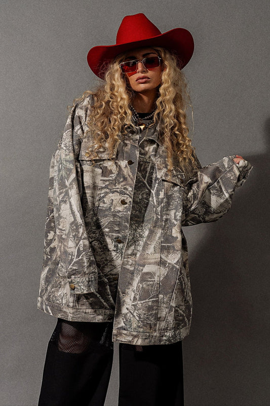 Lala Motors Oversized Camo Denim Jacket - Dressed in Lala