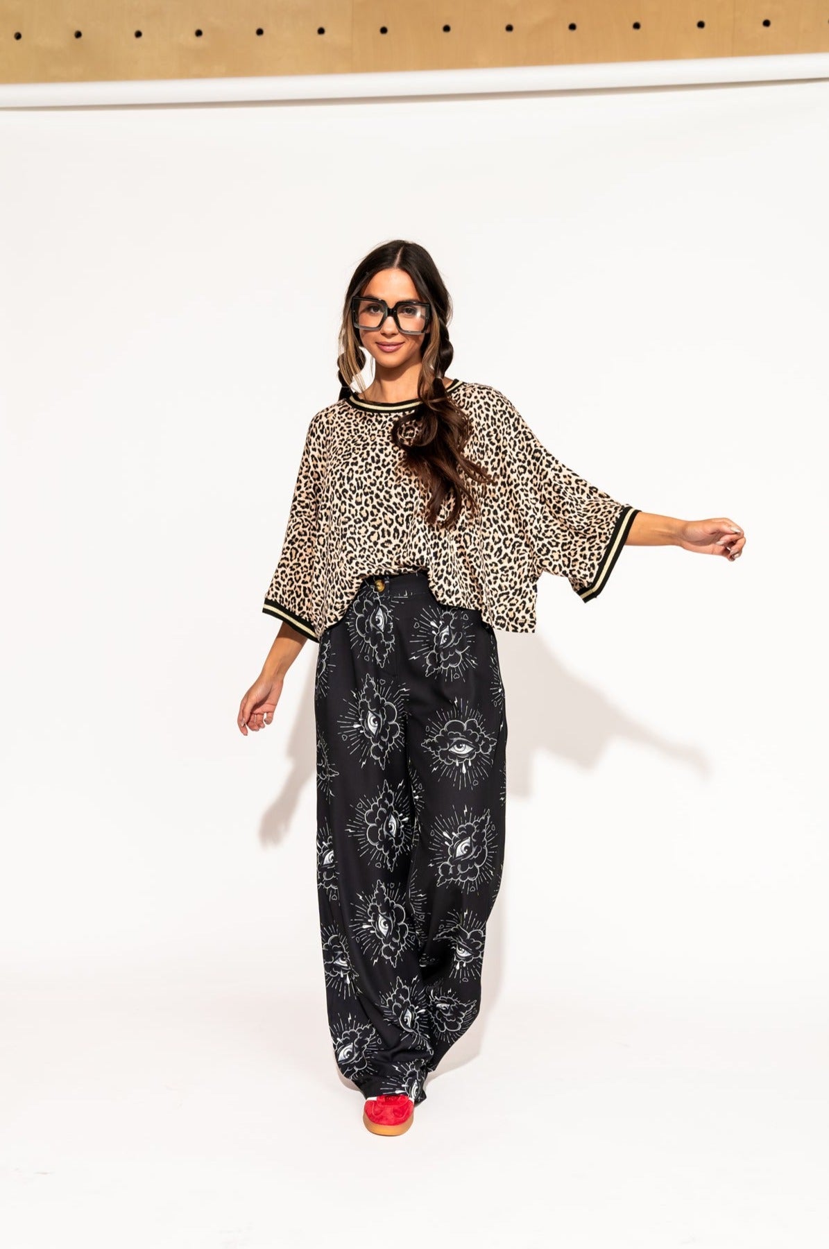 LALA ORIGINAL: Frankie Cropped Tee in Leopard Rib - Dressed in Lala