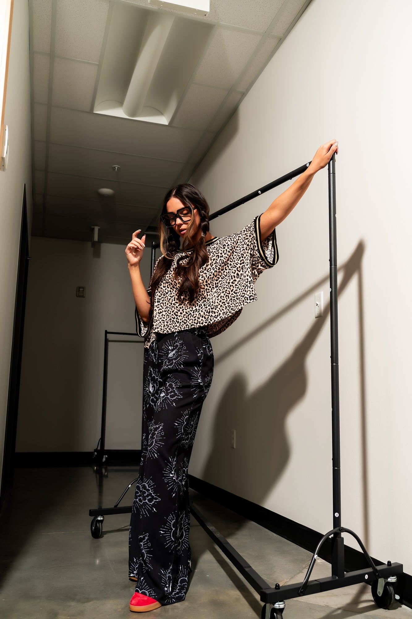 LALA ORIGINAL: Frankie Cropped Tee in Leopard Rib - Dressed in Lala