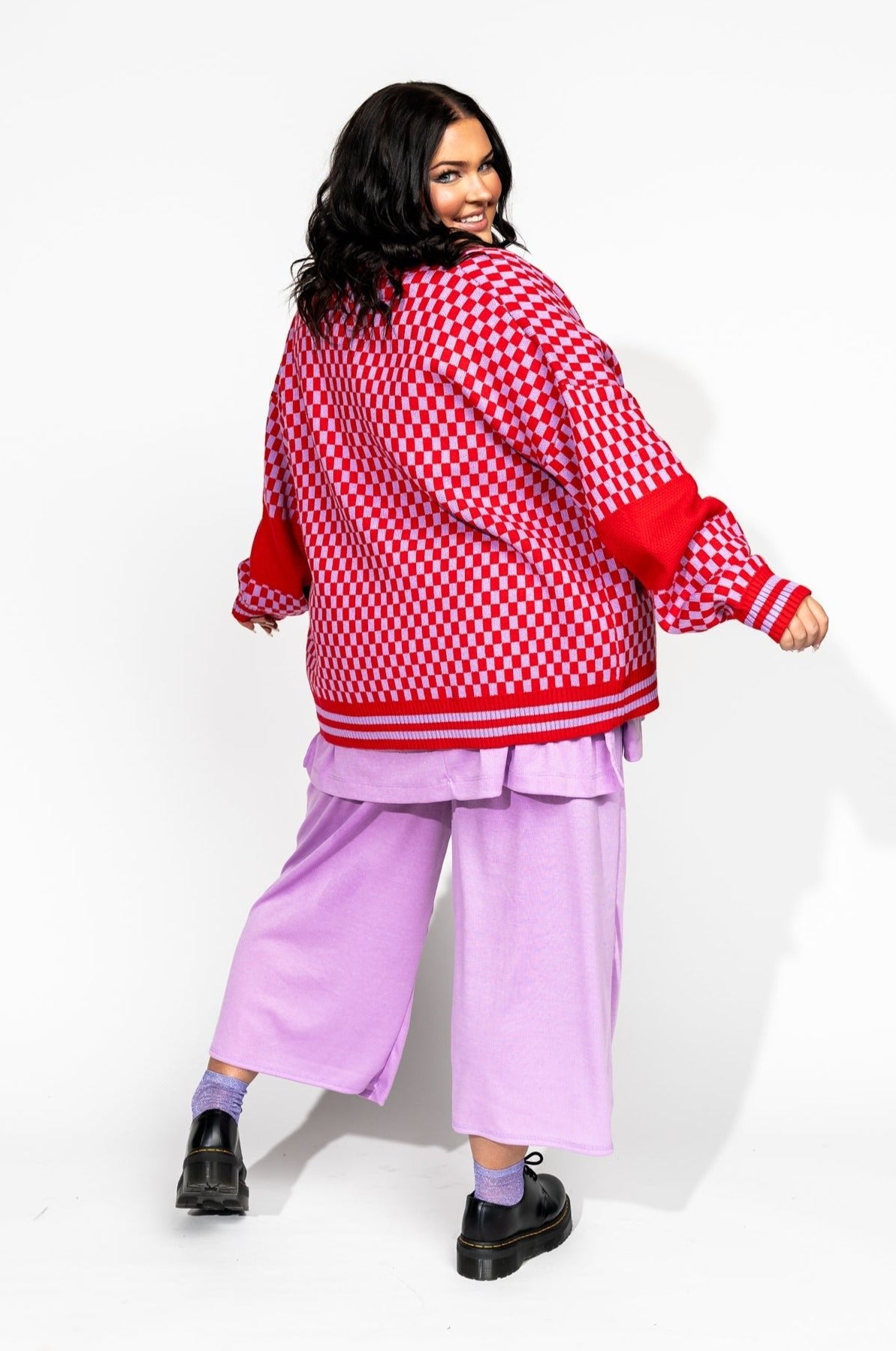 LALA ORIGINAL: Get What I Want Grandpa Cardigan in Lavender + Red - Dressed in Lala