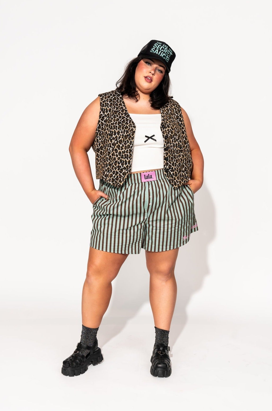 LALA ORIGINAL: Good Fortune Boxer Shorts in Carnival Stripe - Dressed in Lala