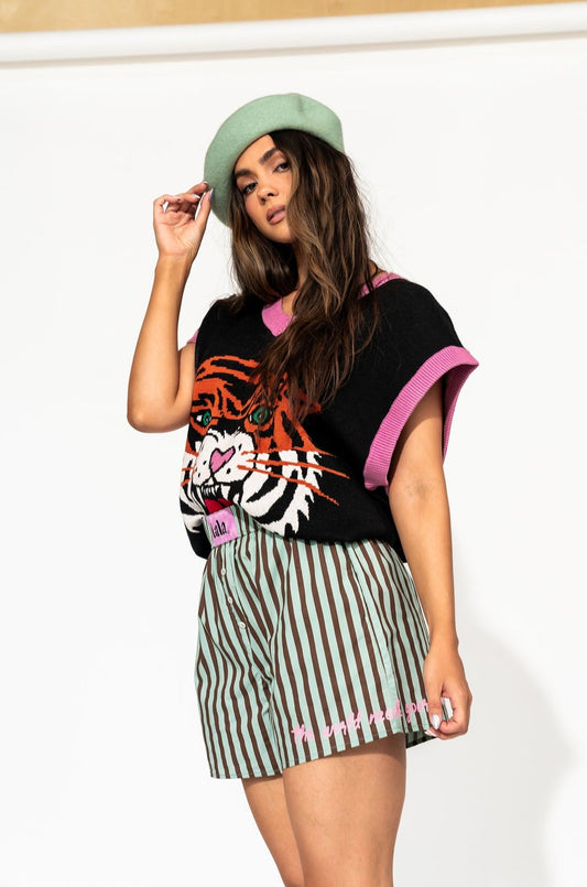 LALA ORIGINAL: Good Fortune Boxer Shorts in Carnival Stripe - Dressed in Lala