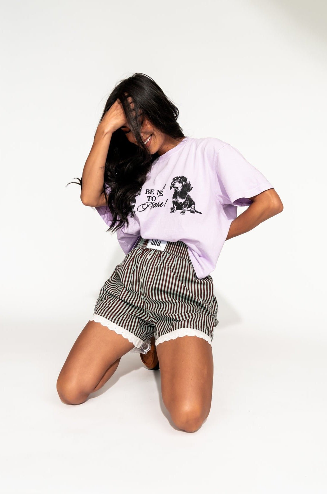 LALA ORIGINAL: Good Fortune Boxer Shorts in Mint Chocolate Chip + Lace - Dressed in Lala