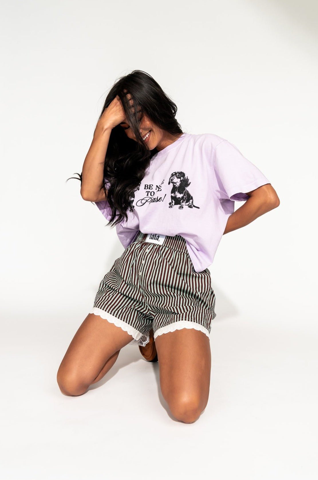 LALA ORIGINAL: Highly Sensitive Person Weenie Dog Tee in Ultraviolet - Dressed in Lala