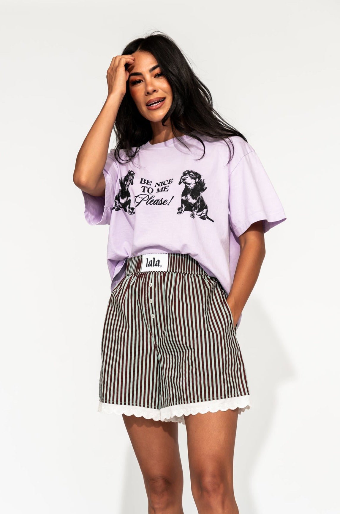 LALA ORIGINAL: Highly Sensitive Person Weenie Dog Tee in Ultraviolet - Dressed in Lala