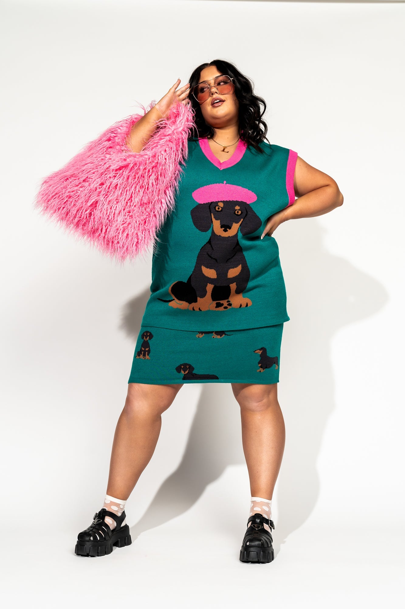 LALA ORIGINAL: Knit Mini Skirt in Le Hot Dog - Dressed in Lala