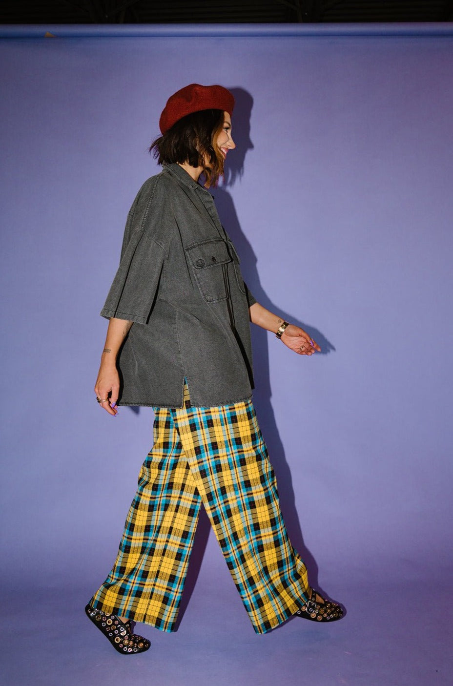 LALA ORIGINAL: Let Them Talk Oversized Denim Button Up in Vintage Black - Dressed in Lala