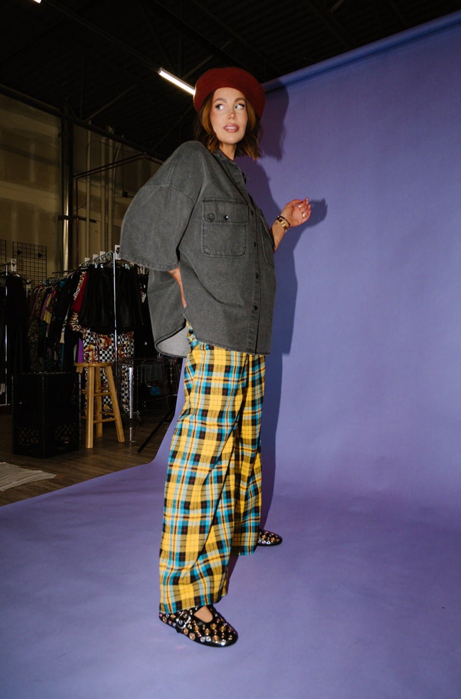 LALA ORIGINAL: Let Them Talk Oversized Denim Button Up in Vintage Black - Dressed in Lala