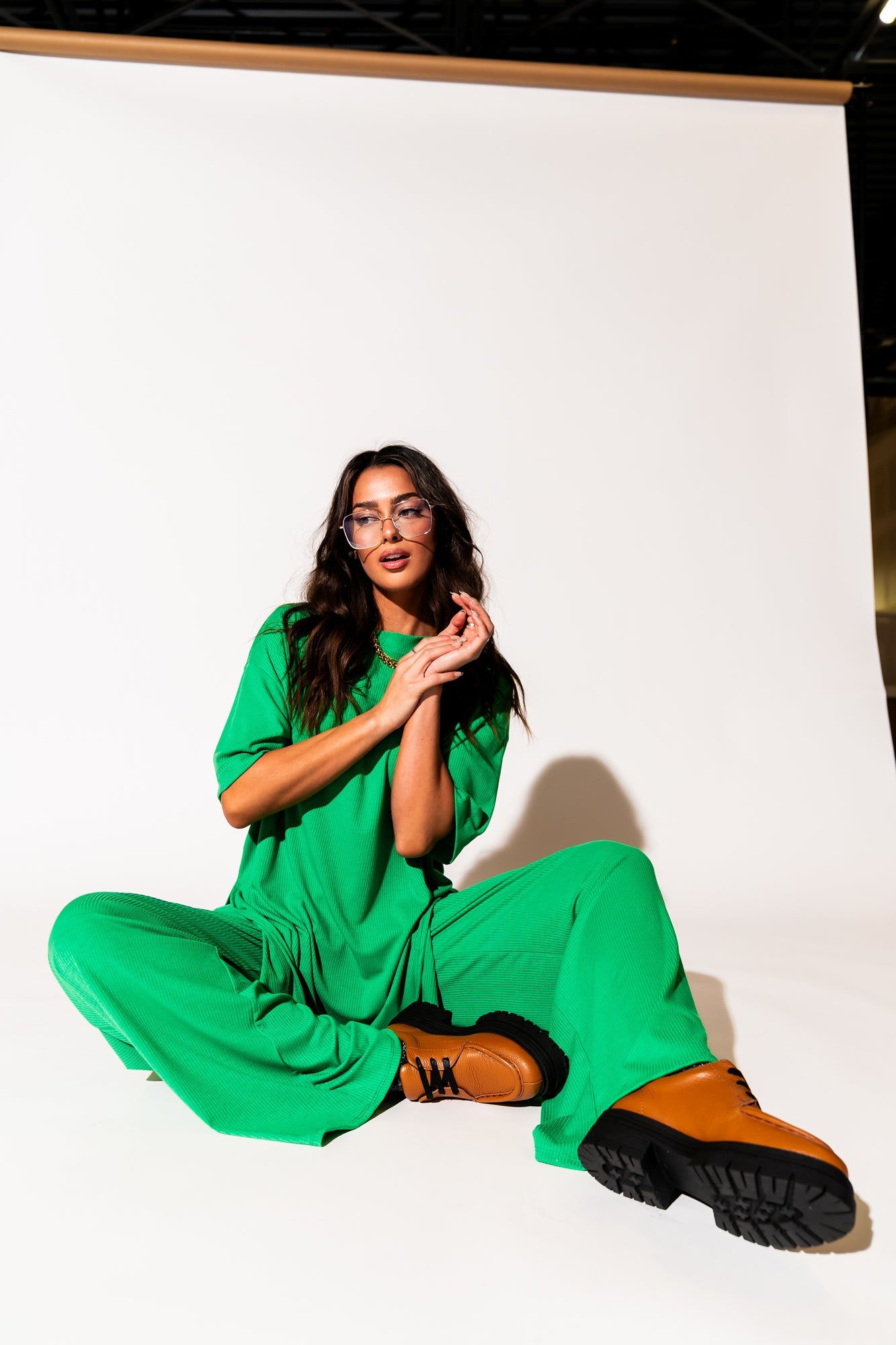 LALA ORIGINAL: Leveled Up Ribbed Playsuit in Green - Dressed in Lala