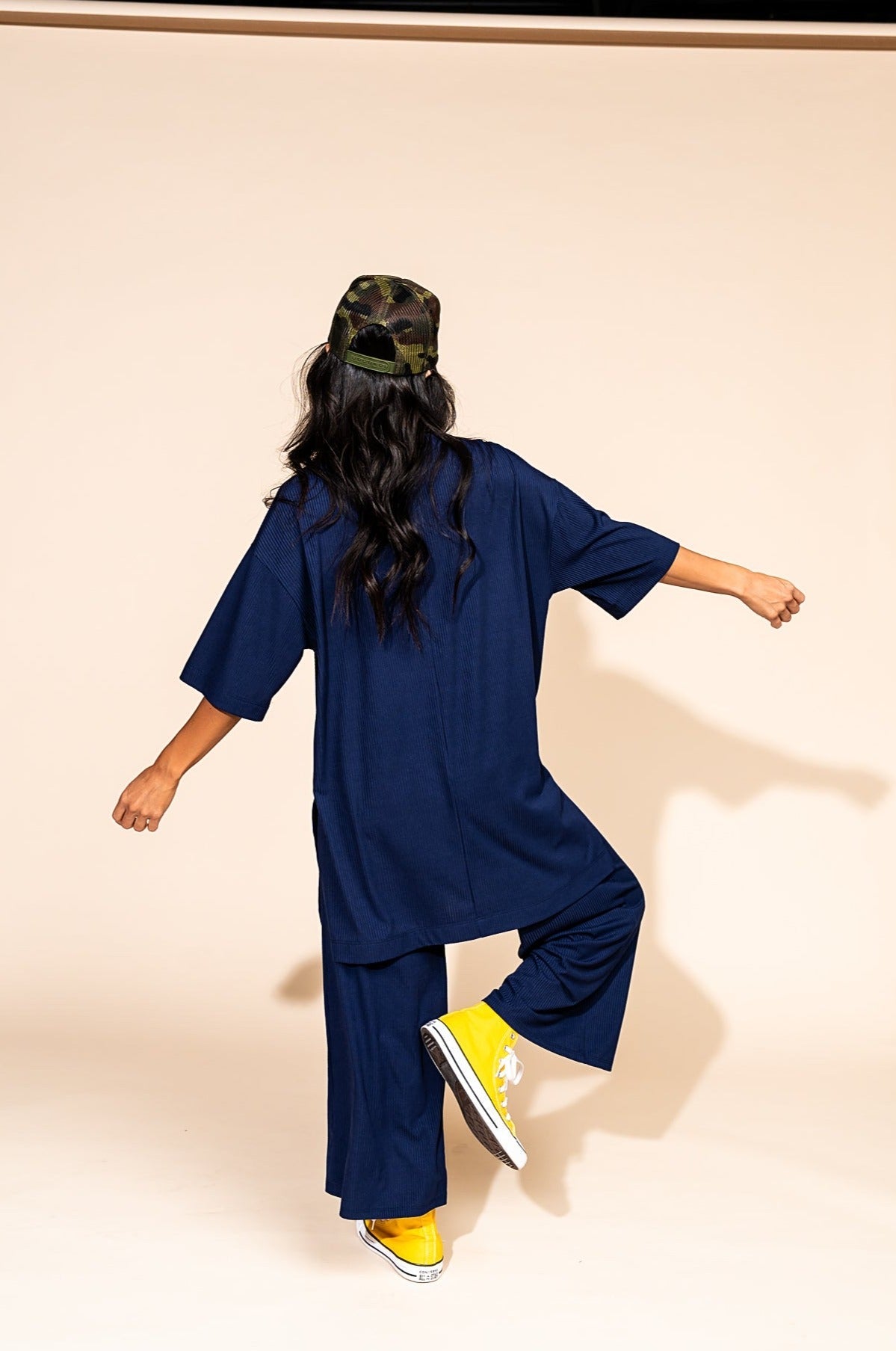 LALA ORIGINAL: Lex Ribbed Playsuit in Navy - Dressed in Lala