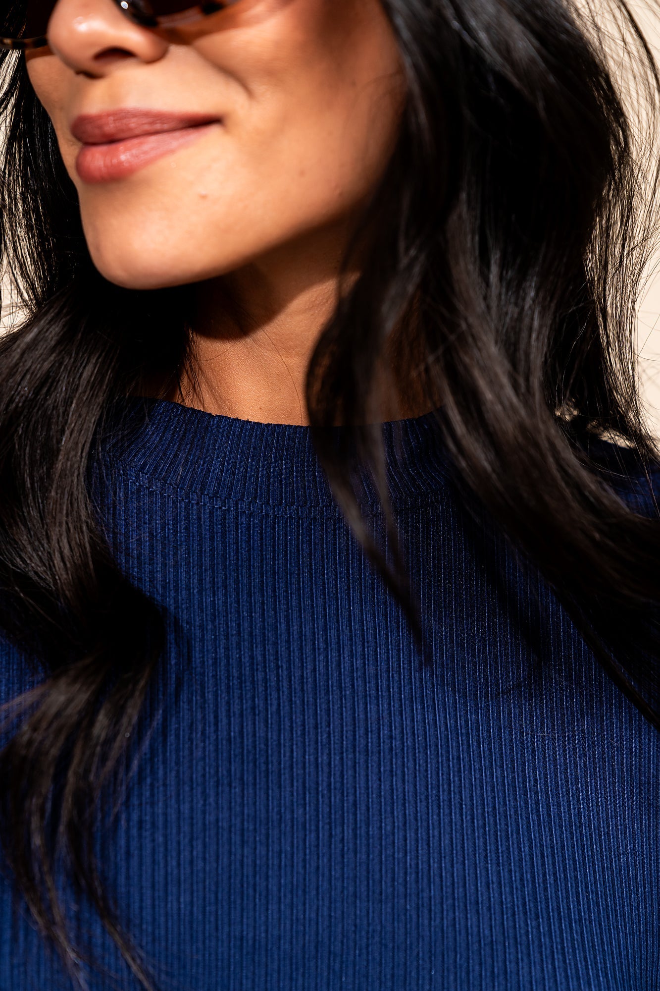 LALA ORIGINAL: Lex Ribbed Playsuit in Navy - Dressed in Lala