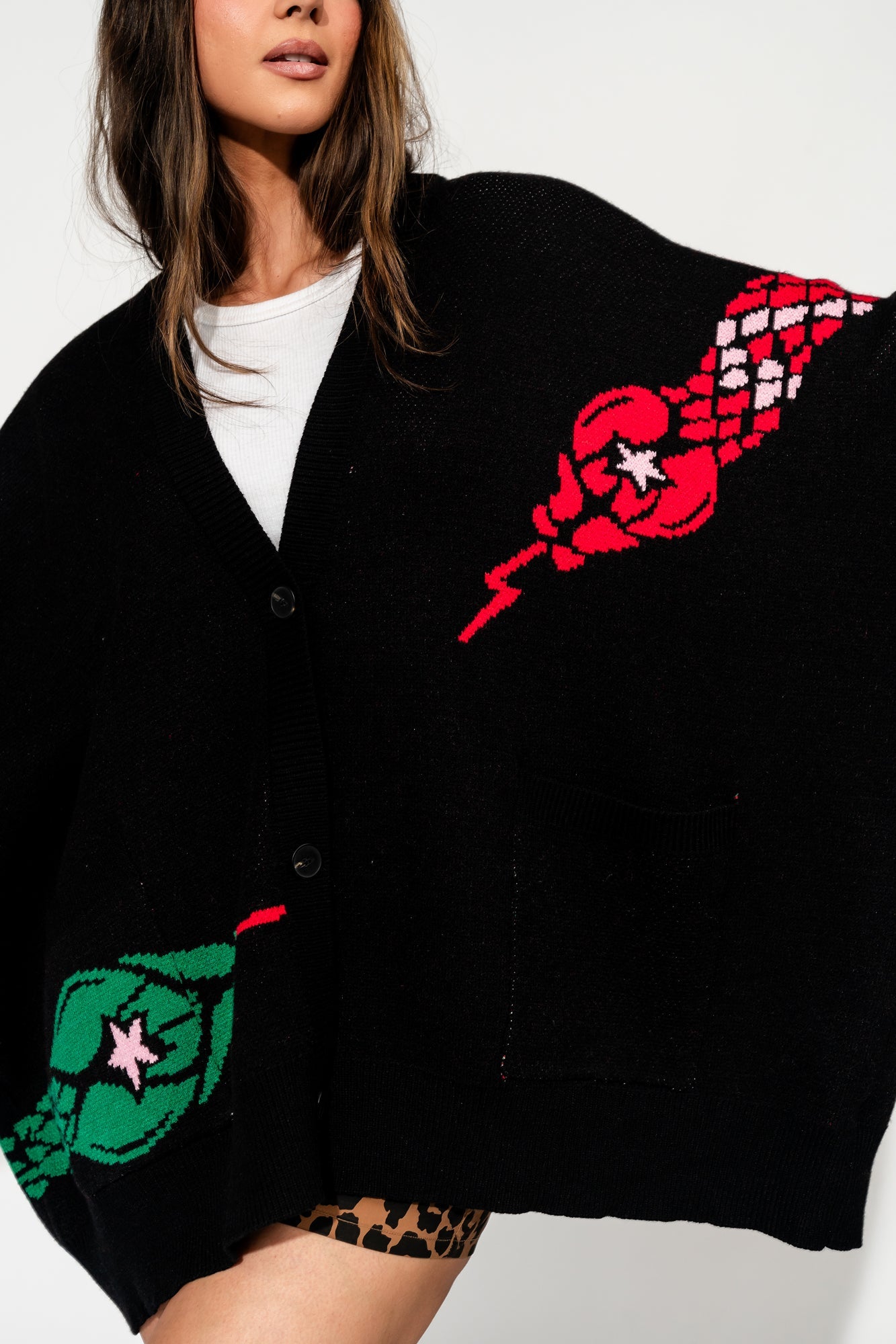 LALA ORIGINAL: Look What You Made Me Do Oversized Snake Cardigan - Dressed in Lala