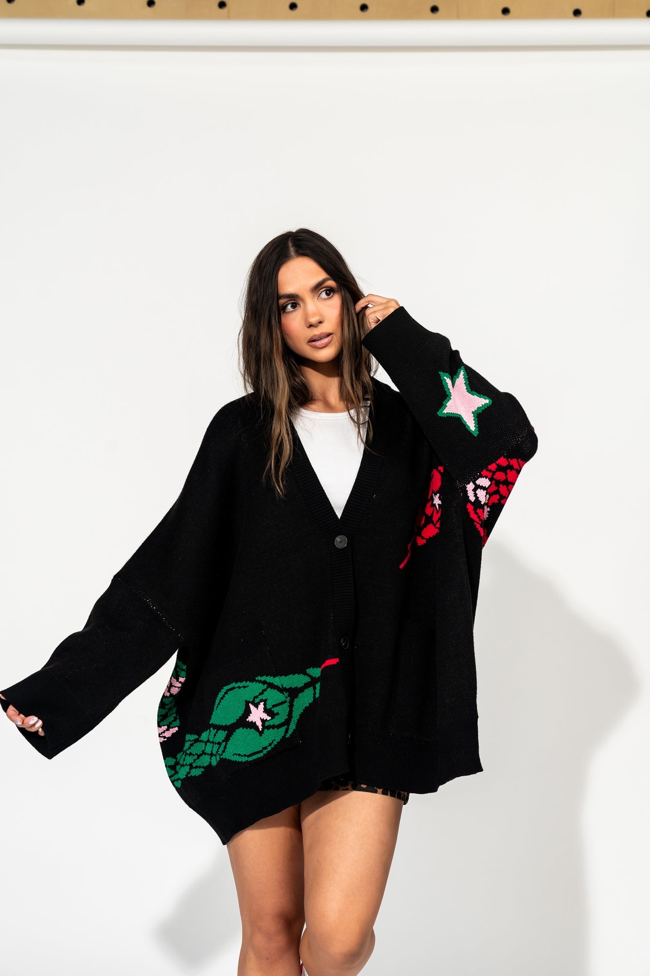 LALA ORIGINAL: Look What You Made Me Do Oversized Snake Cardigan - Dressed in Lala