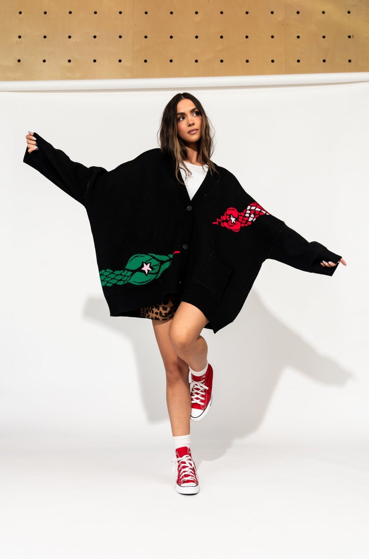 LALA ORIGINAL: Look What You Made Me Do Oversized Snake Cardigan - Dressed in Lala
