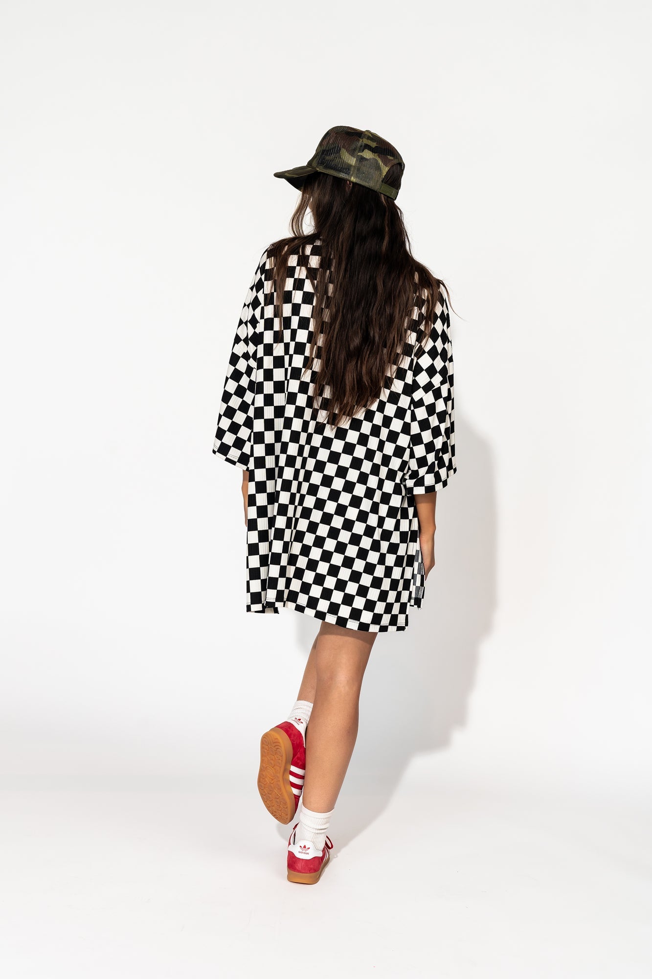 LALA ORIGINAL: Malone Ribbed Biker Set in Black + White Checkerboard - Dressed in Lala