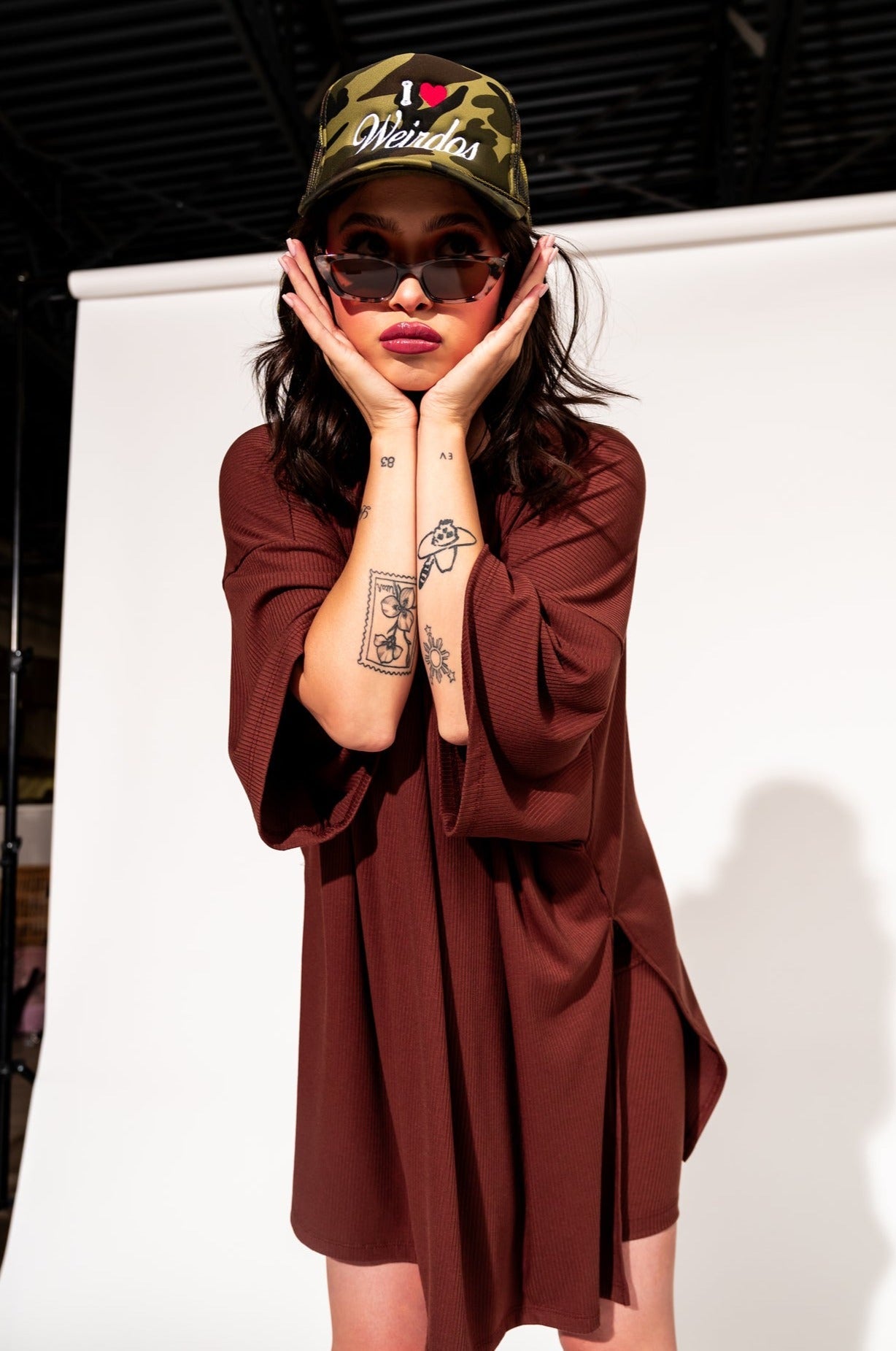 LALA ORIGINAL: Malone Ribbed Biker Set in Cocoa - Dressed in Lala