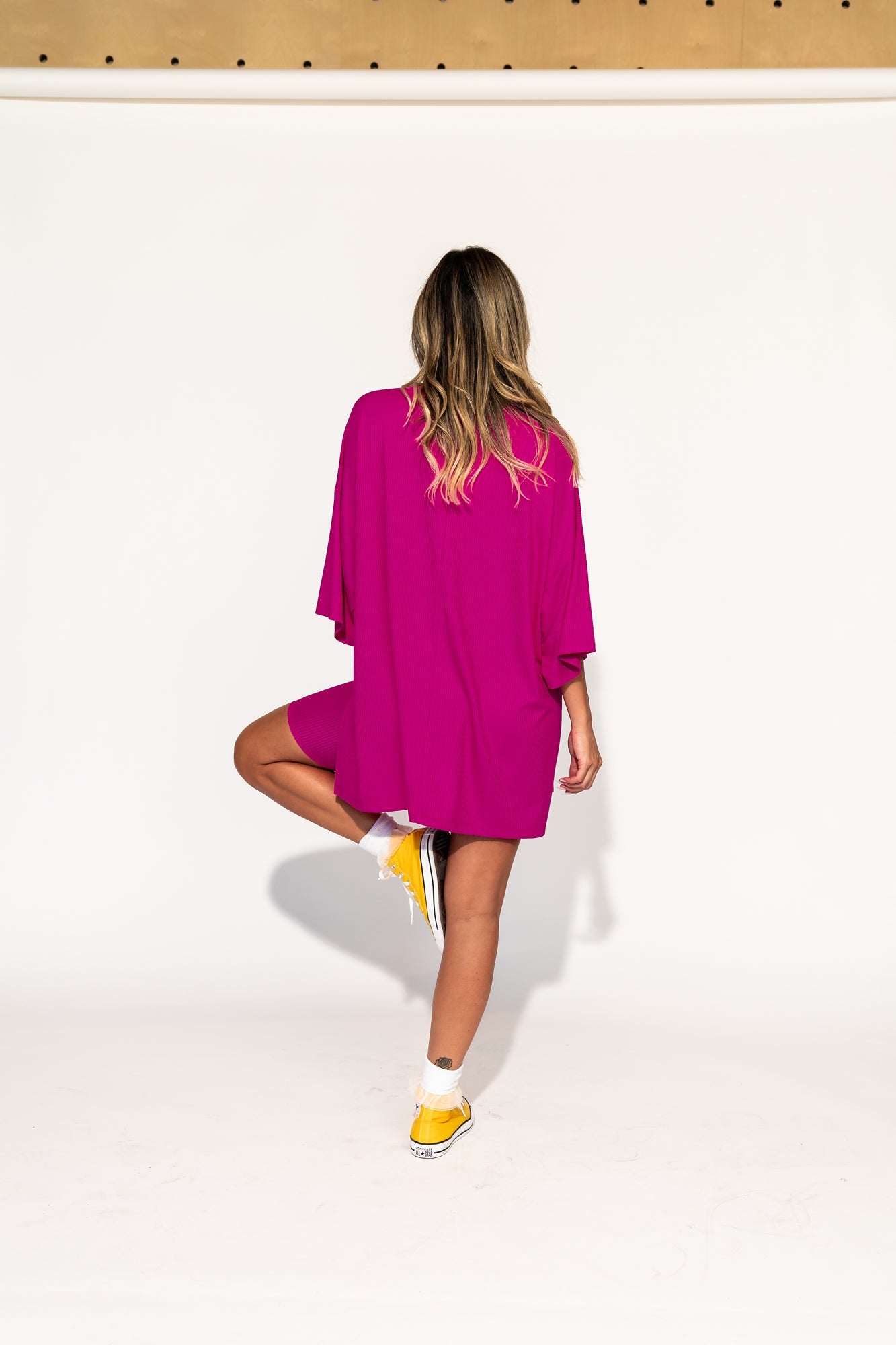 LALA ORIGINAL: Malone Ribbed Biker Set in Hottie Pink - Dressed in Lala