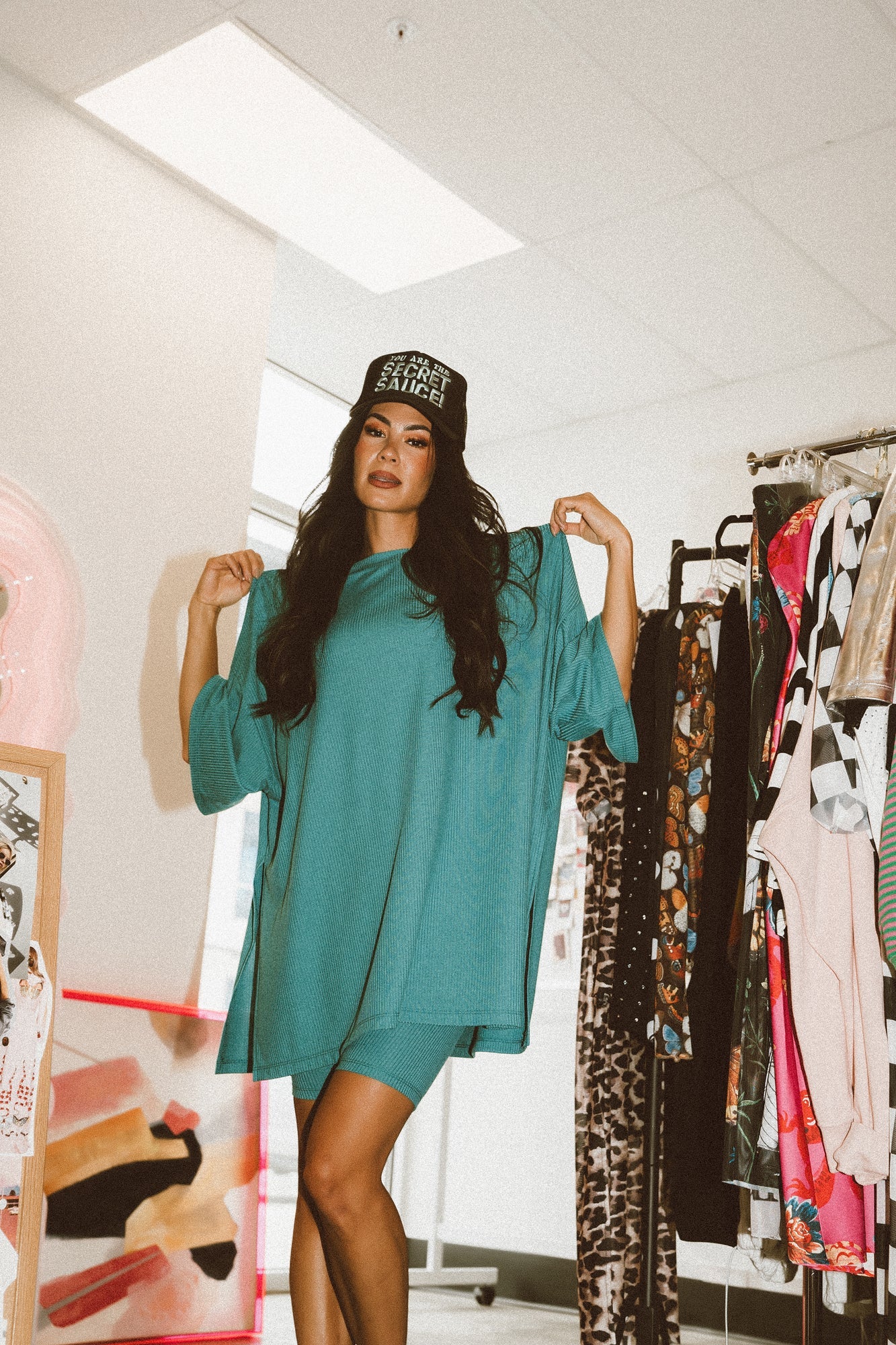 LALA ORIGINAL: Malone Ribbed Biker Set in Mermaid Green - Dressed in Lala