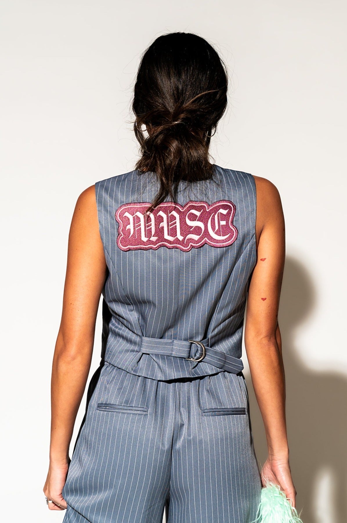 LALA ORIGINAL: Muse Waistcoat Vest in Pinstripe - Dressed in Lala