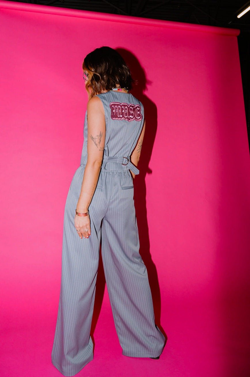 LALA ORIGINAL: Muse Waistcoat Vest in Pinstripe - Dressed in Lala