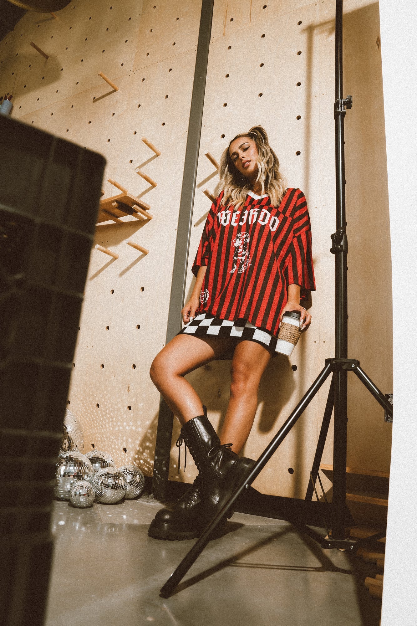 LALA ORIGINAL: Oui Oui Knit Mini Skirt in Checkerboard - Dressed in Lala