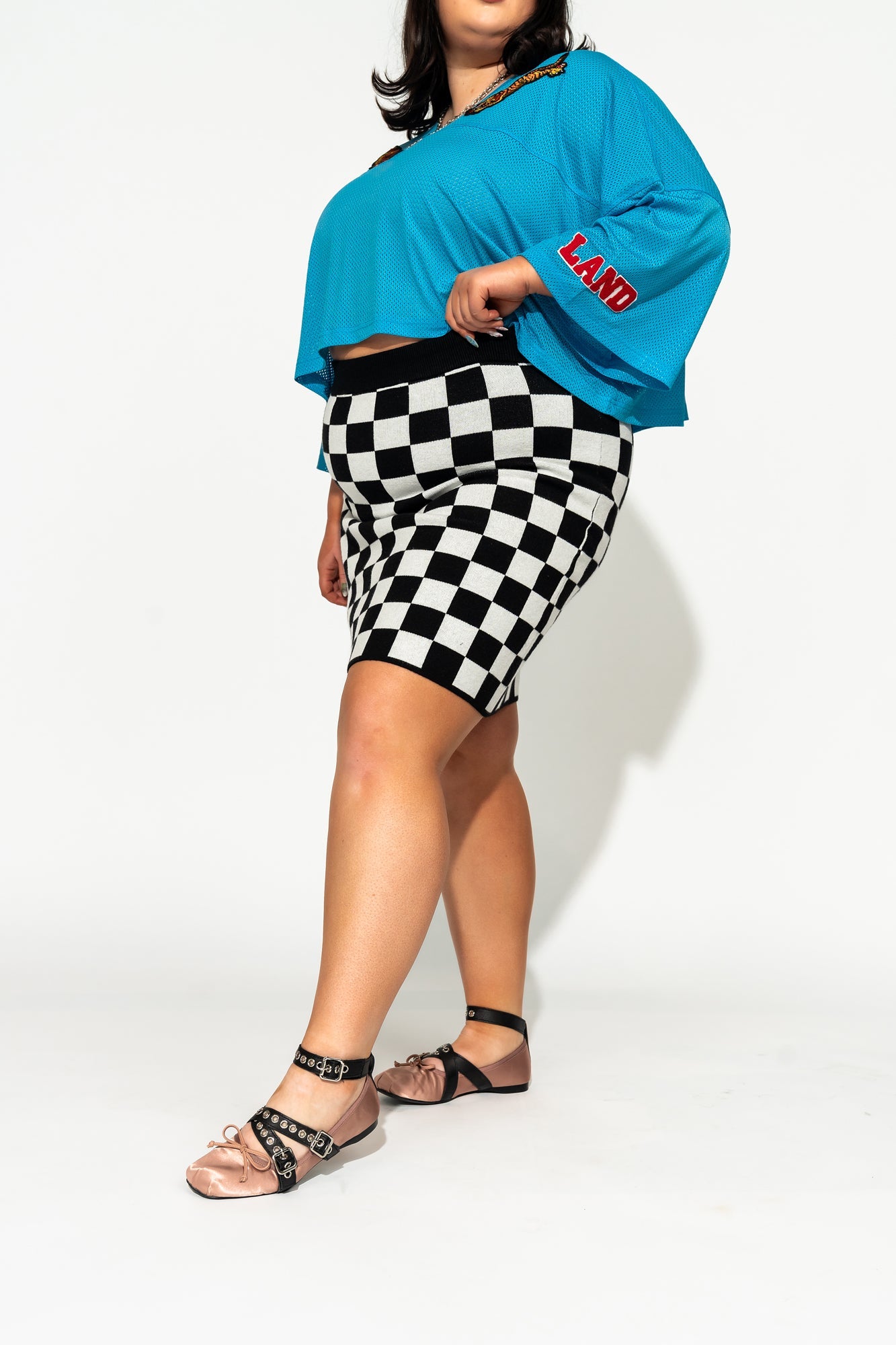 LALA ORIGINAL: Oui Oui Knit Mini Skirt in Checkerboard - Dressed in Lala