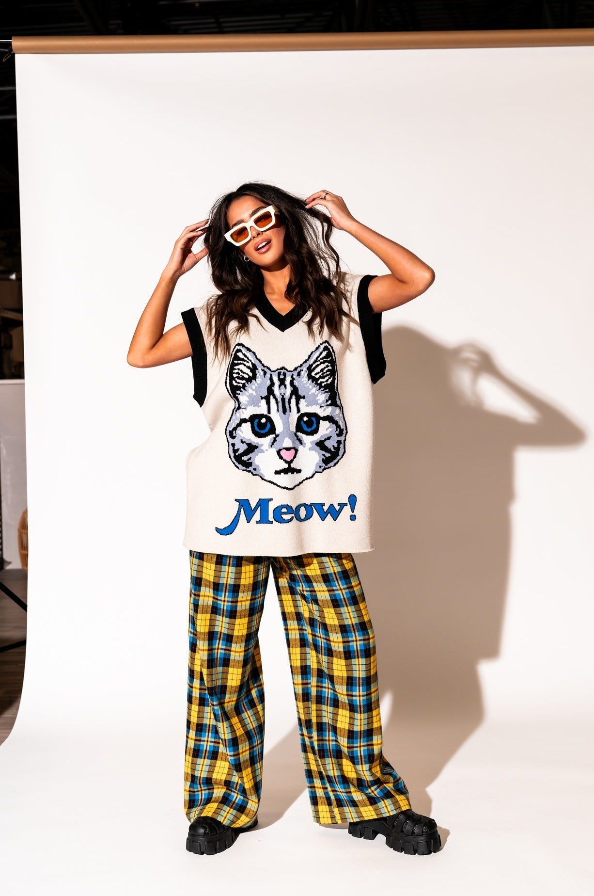LALA ORIGINAL: Oversized Sweater Vest in Pretty Kitty - Dressed in Lala