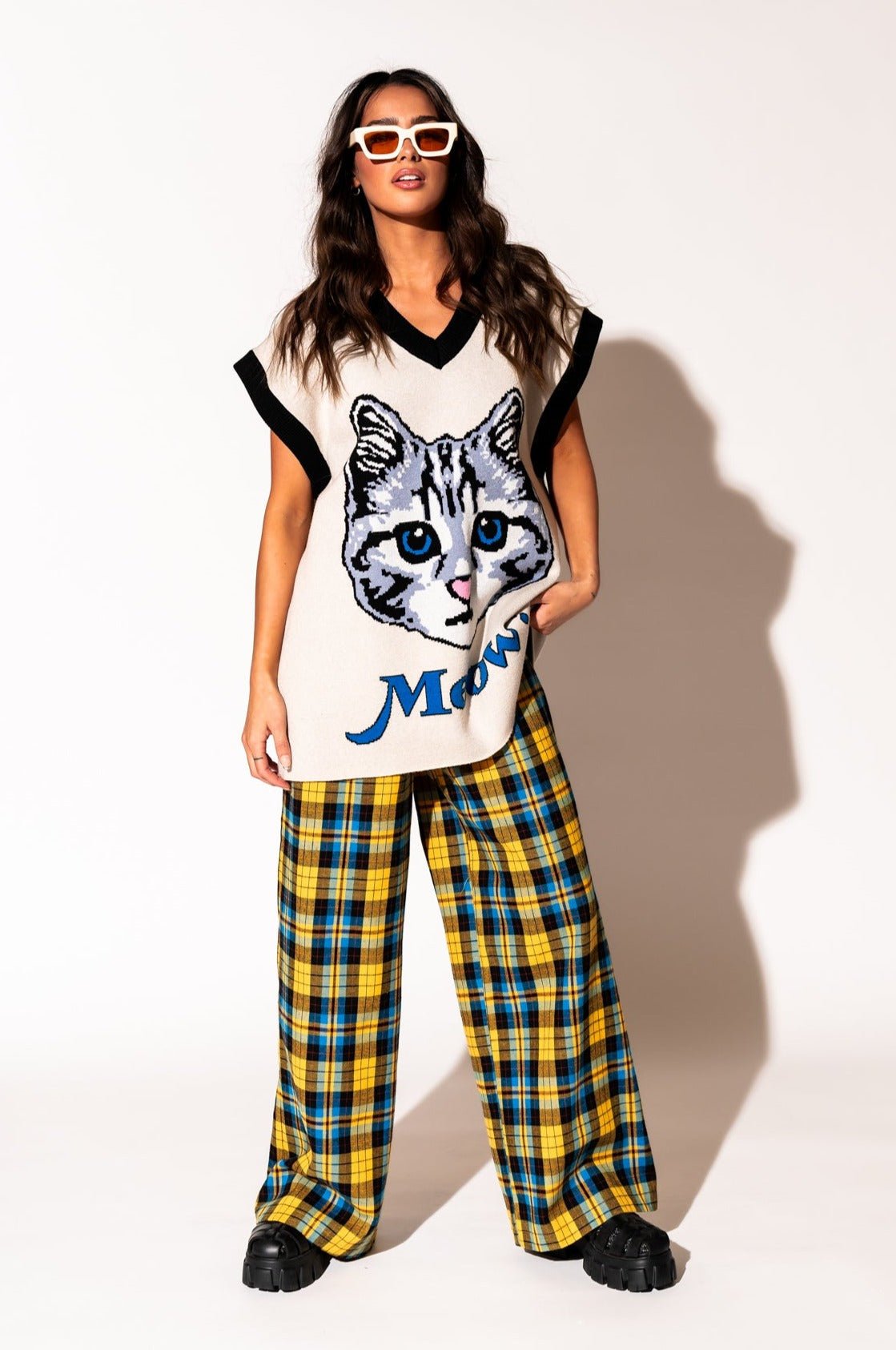 LALA ORIGINAL: Oversized Sweater Vest in Pretty Kitty - Dressed in Lala
