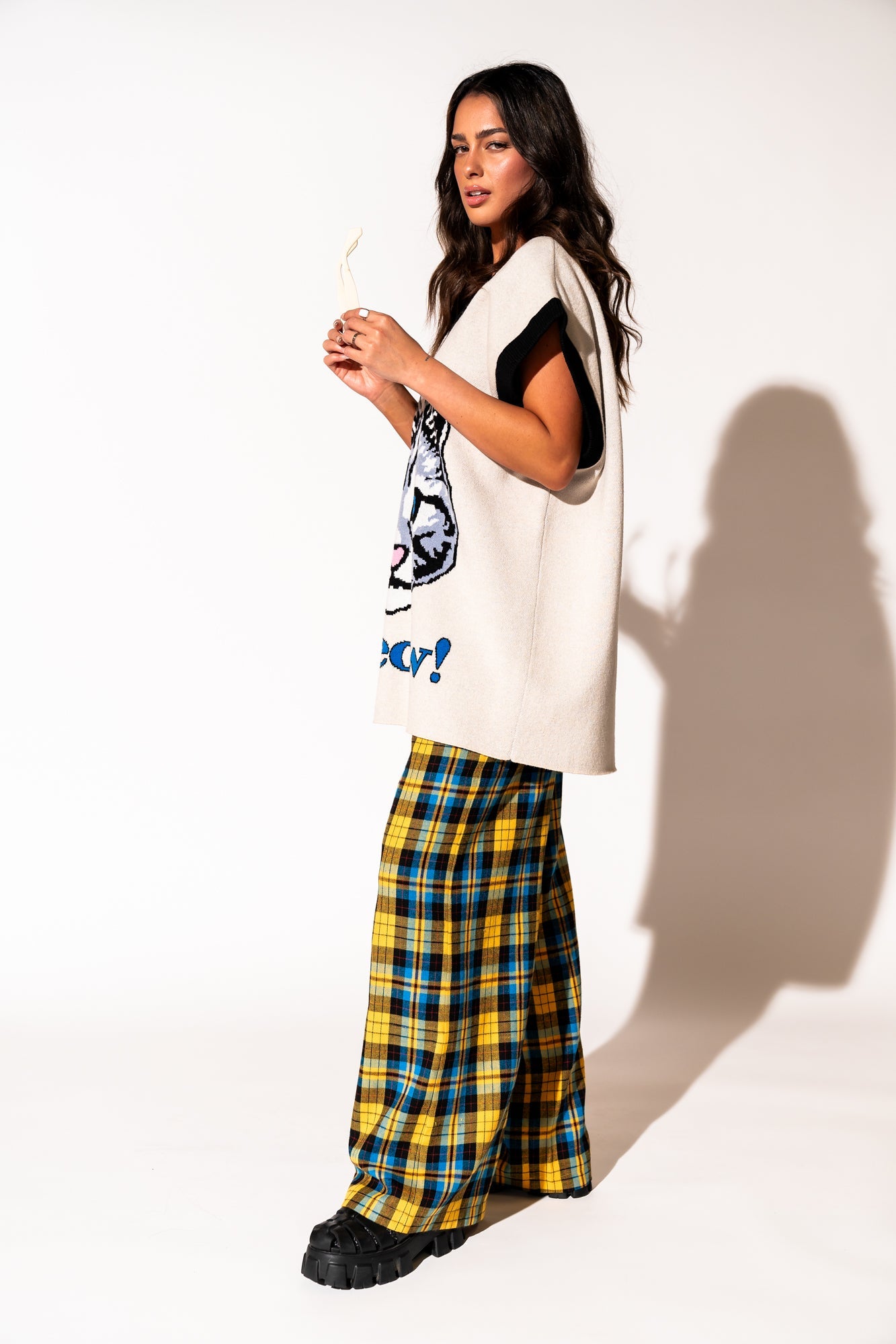 LALA ORIGINAL: Oversized Sweater Vest in Pretty Kitty - Dressed in Lala
