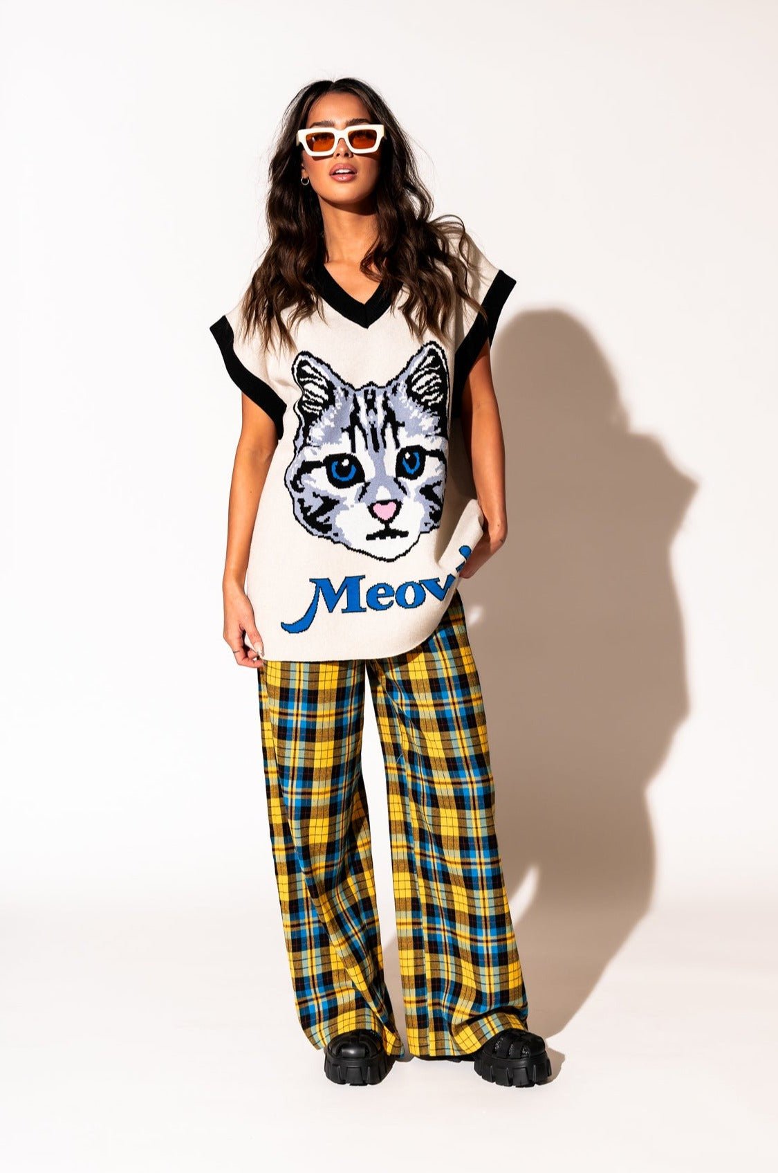 LALA ORIGINAL: Oversized Sweater Vest in Pretty Kitty - Dressed in Lala