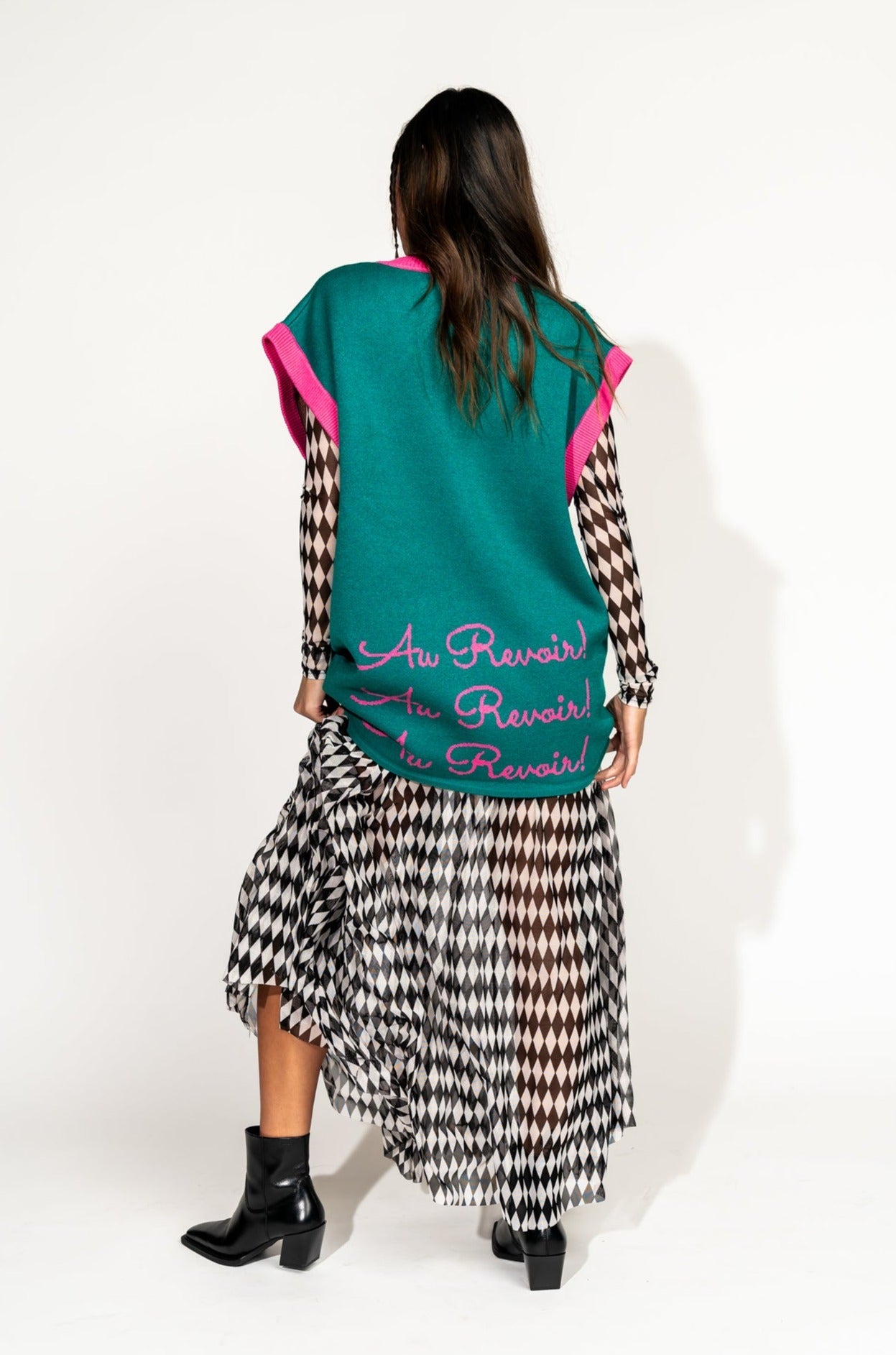 LALA ORIGINAL: Oversized Sweater Vest in Walter the Wiener Dog - Dressed in Lala