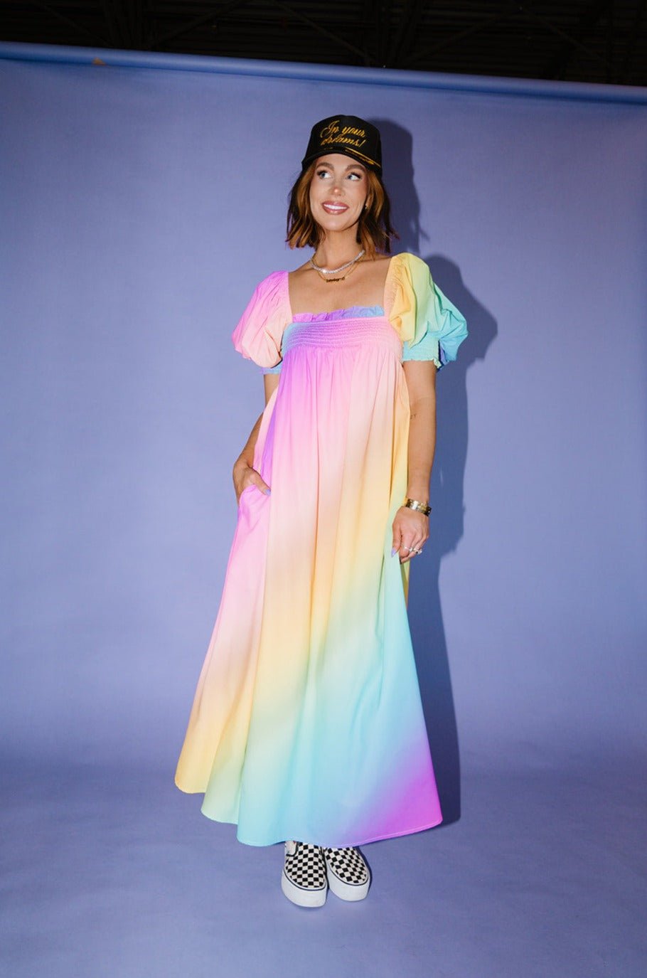 LALA ORIGINAL: Palm Springs Smocked Dress in Rainbow Daydream - Dressed in Lala