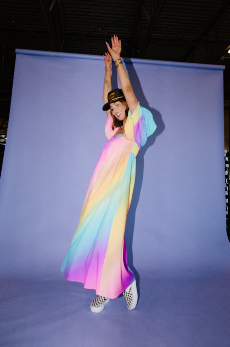LALA ORIGINAL: Palm Springs Smocked Dress in Rainbow Daydream - Dressed in Lala
