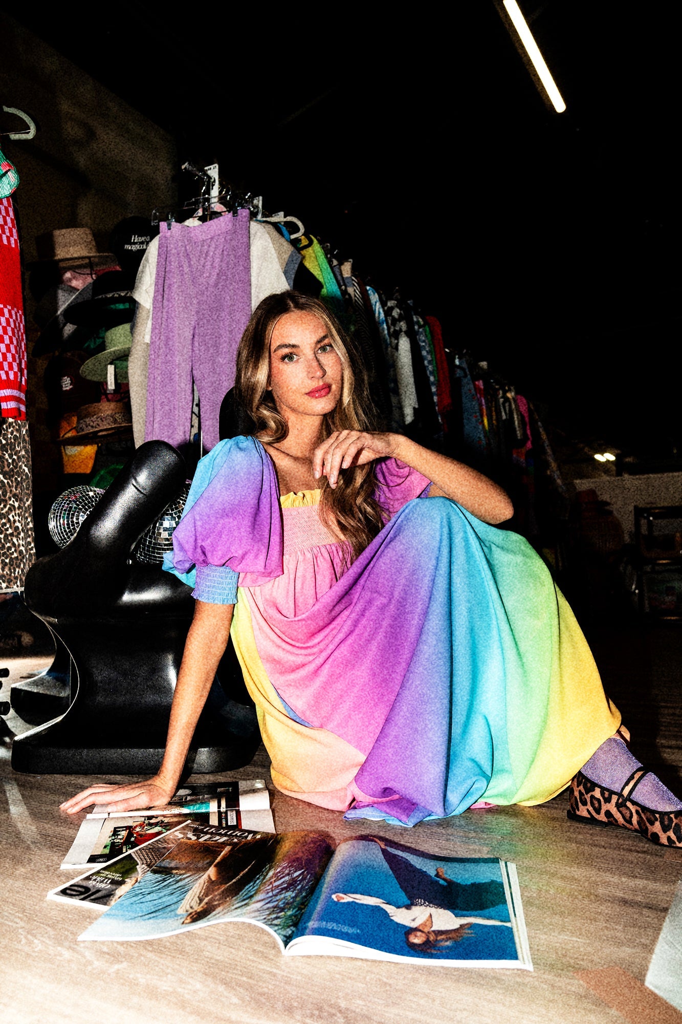 LALA ORIGINAL: Palm Springs Smocked Dress in Rainbow Daydream - Dressed in Lala