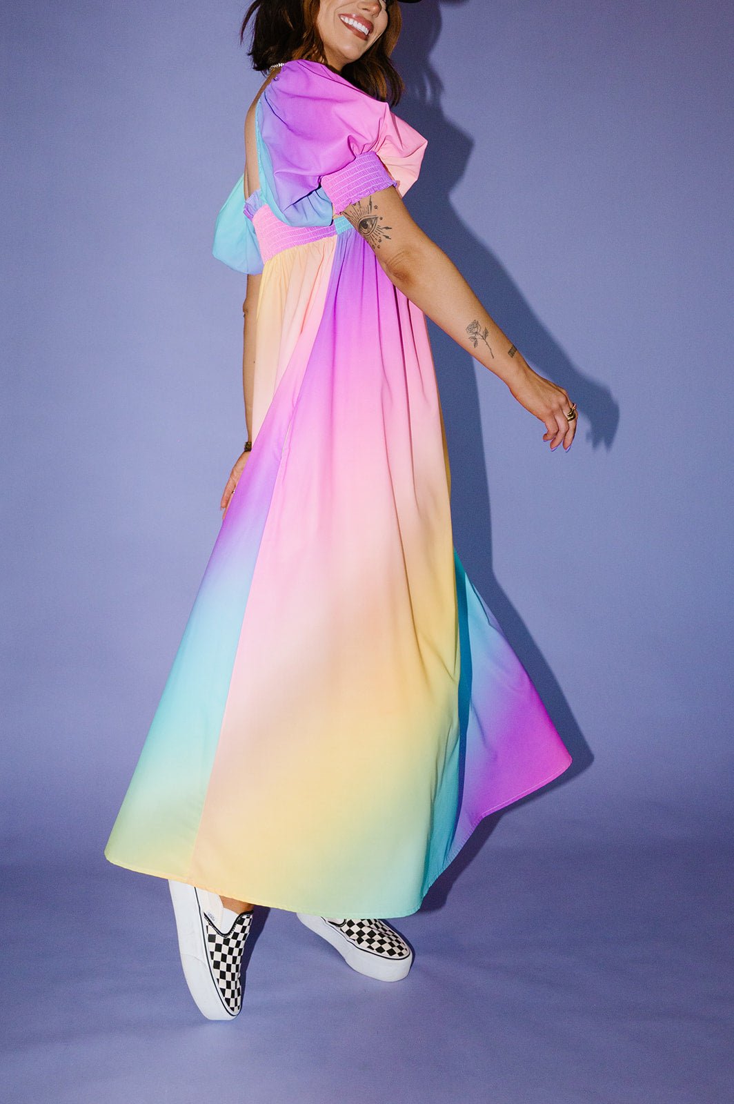 LALA ORIGINAL: Palm Springs Smocked Dress in Rainbow Daydream - Dressed in Lala
