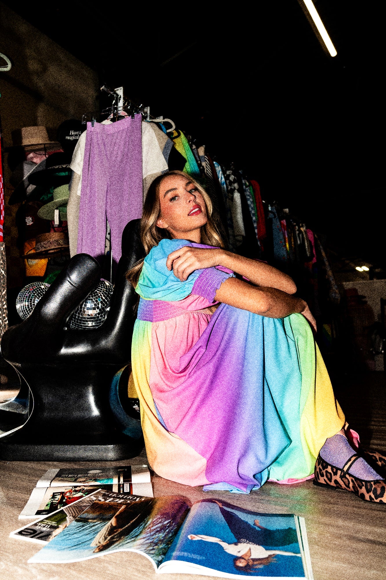 LALA ORIGINAL: Palm Springs Smocked Dress in Rainbow Daydream - Dressed in Lala